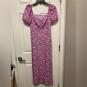*SHEIN Lavender Purple Sweetheart Neckline Floral Cottagecore Dress #C